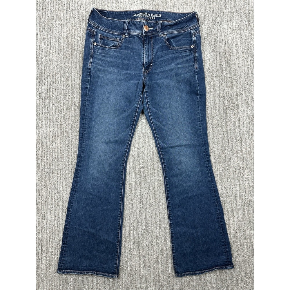 American‎ Eagle Kick Boot Jeans Womens Size 12 Regular Blue Denim Casual Stretch